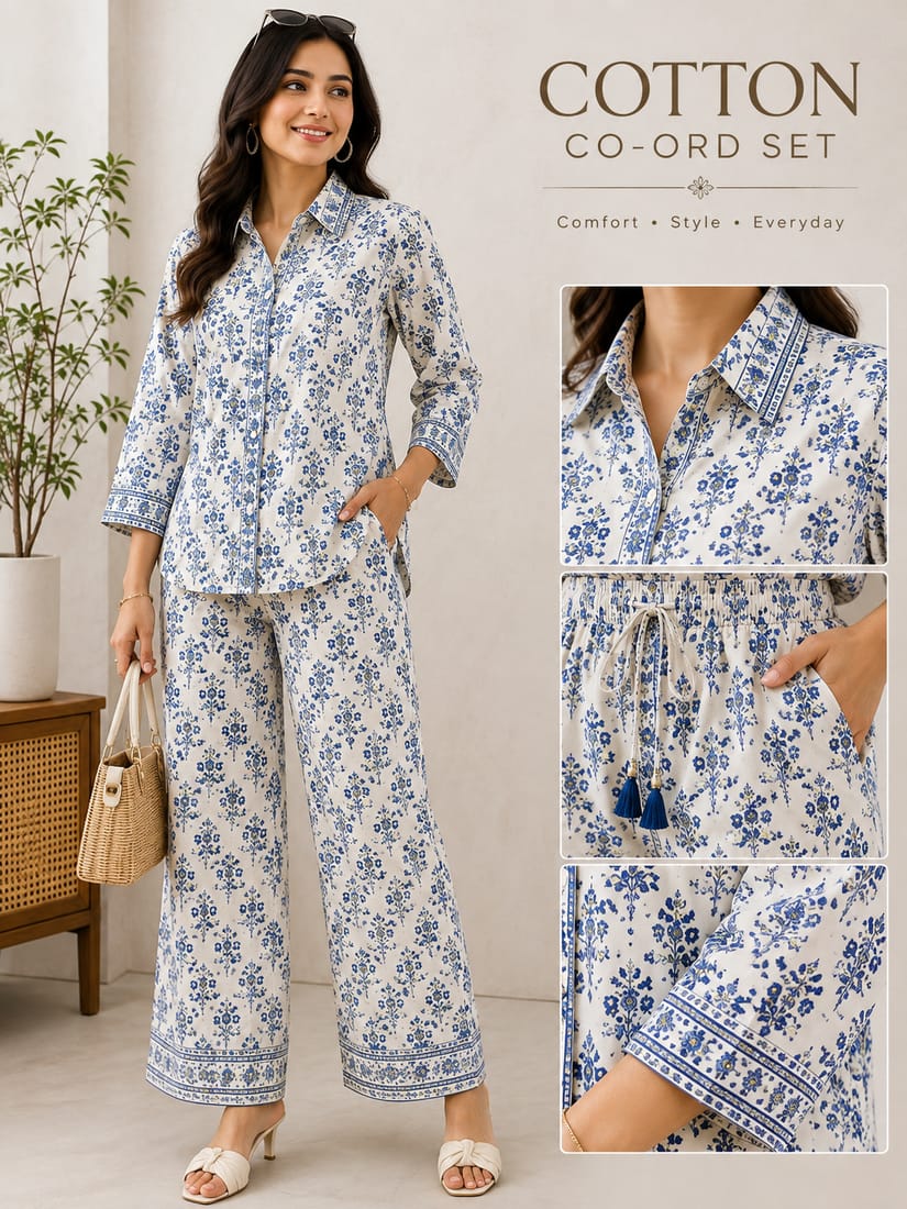 Printed Co-ord Set - Top with Matching Pant