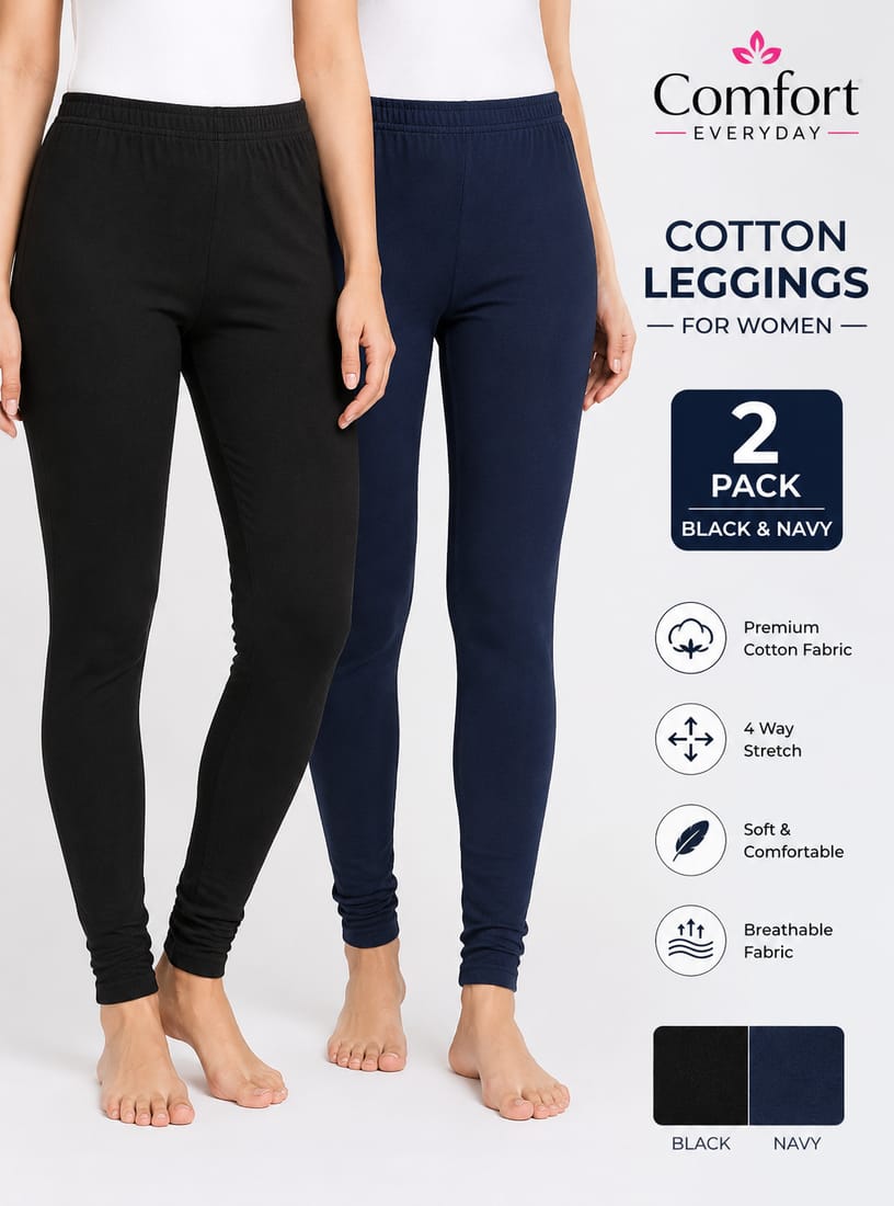 Cotton Ankle-Length Leggings - Pack of 2