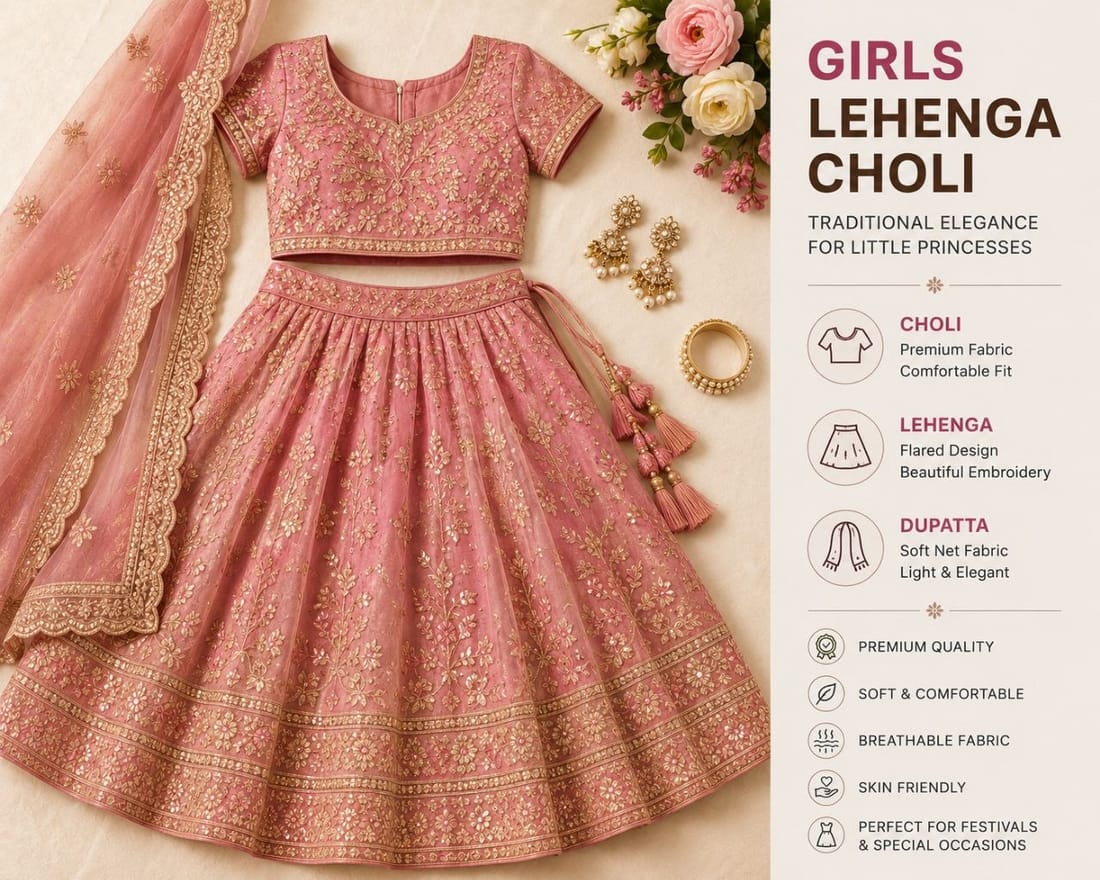 Girls Lehenga Choli Set with Dupatta