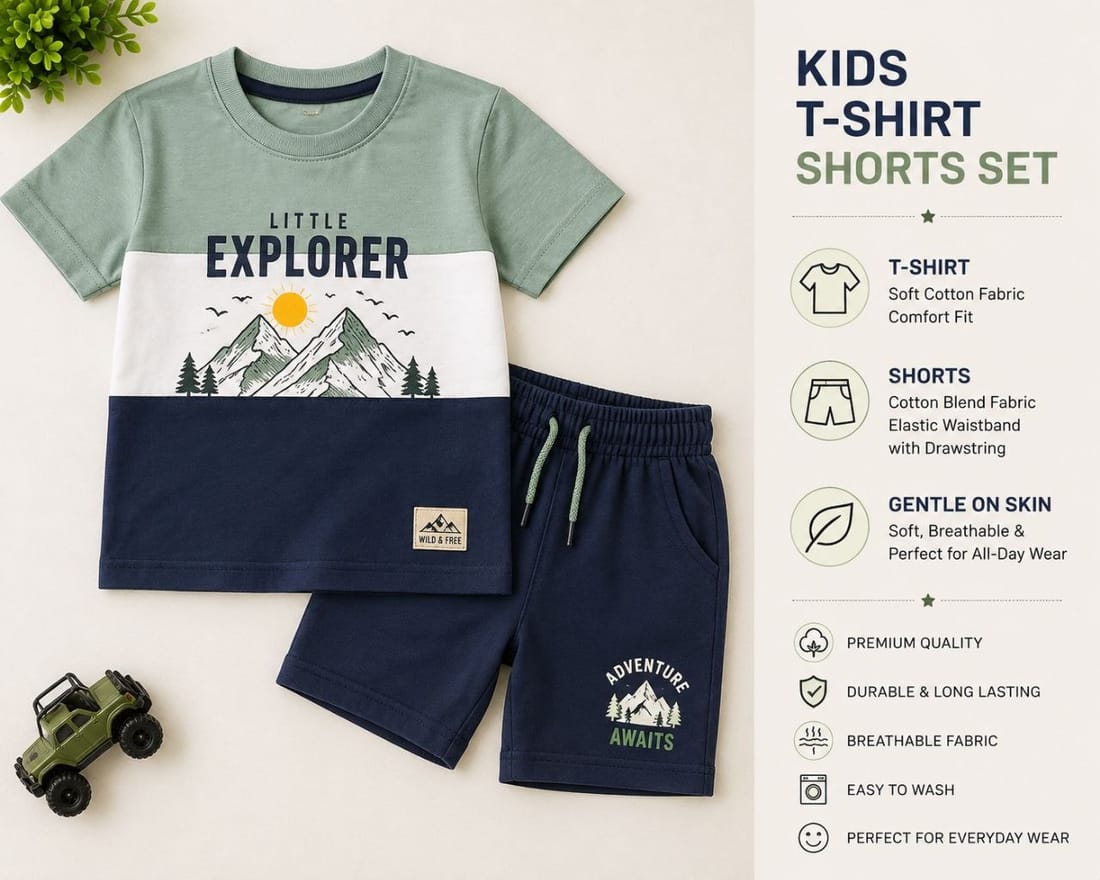 Kids Cotton T-Shirt and Shorts Set
